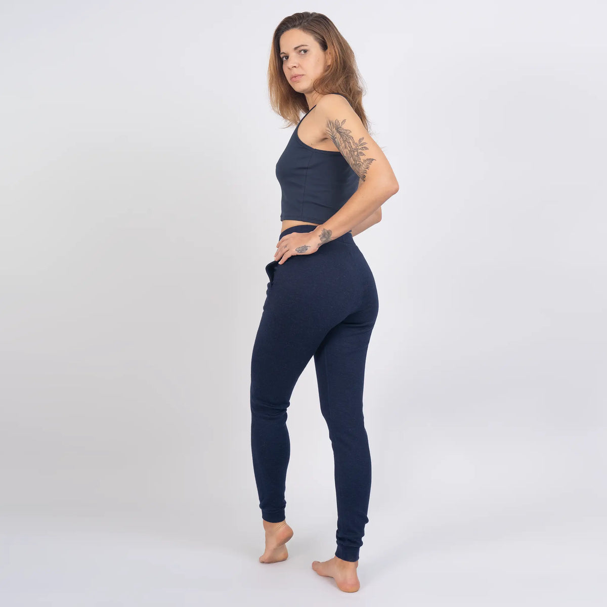 womens ecological sweatpants color navy blue