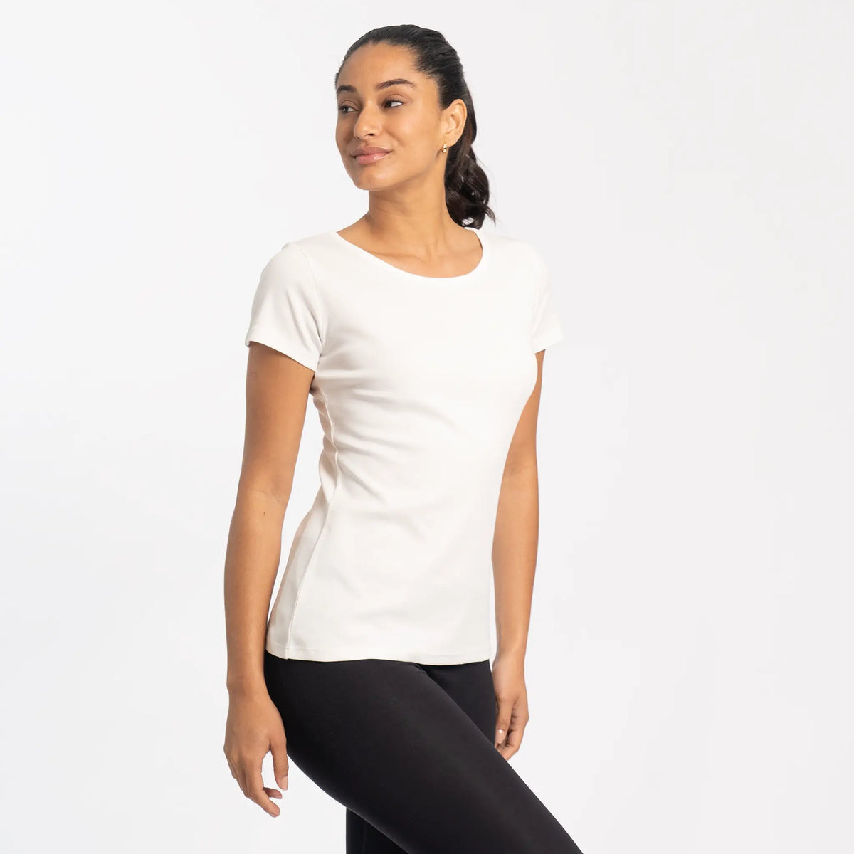 womens ecological tshirt crew neck color white