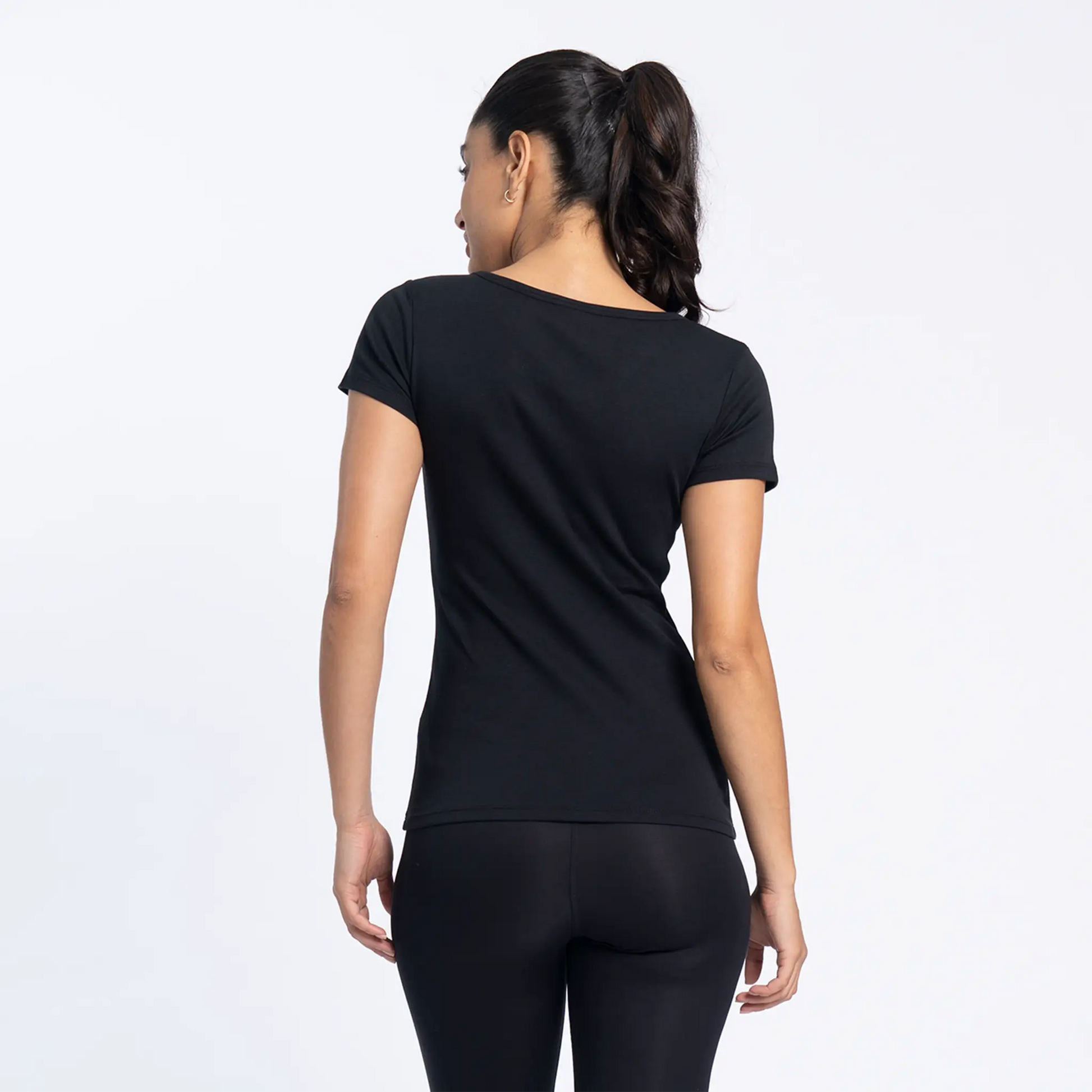 Women's Organic Pima Cotton V-Neck T-Shirt color Black