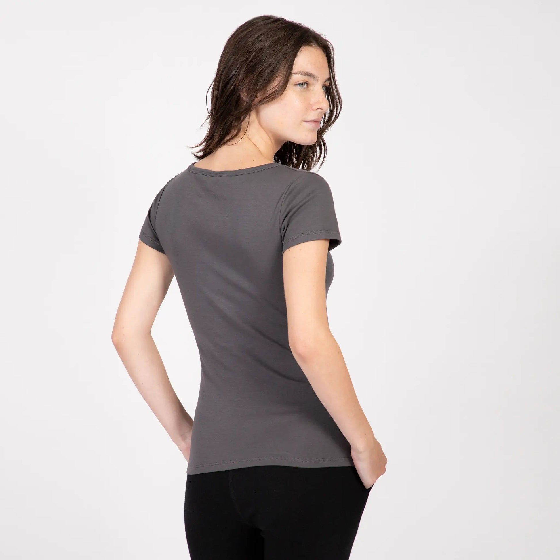Women's Organic Pima Cotton V-Neck T-Shirt color Gray