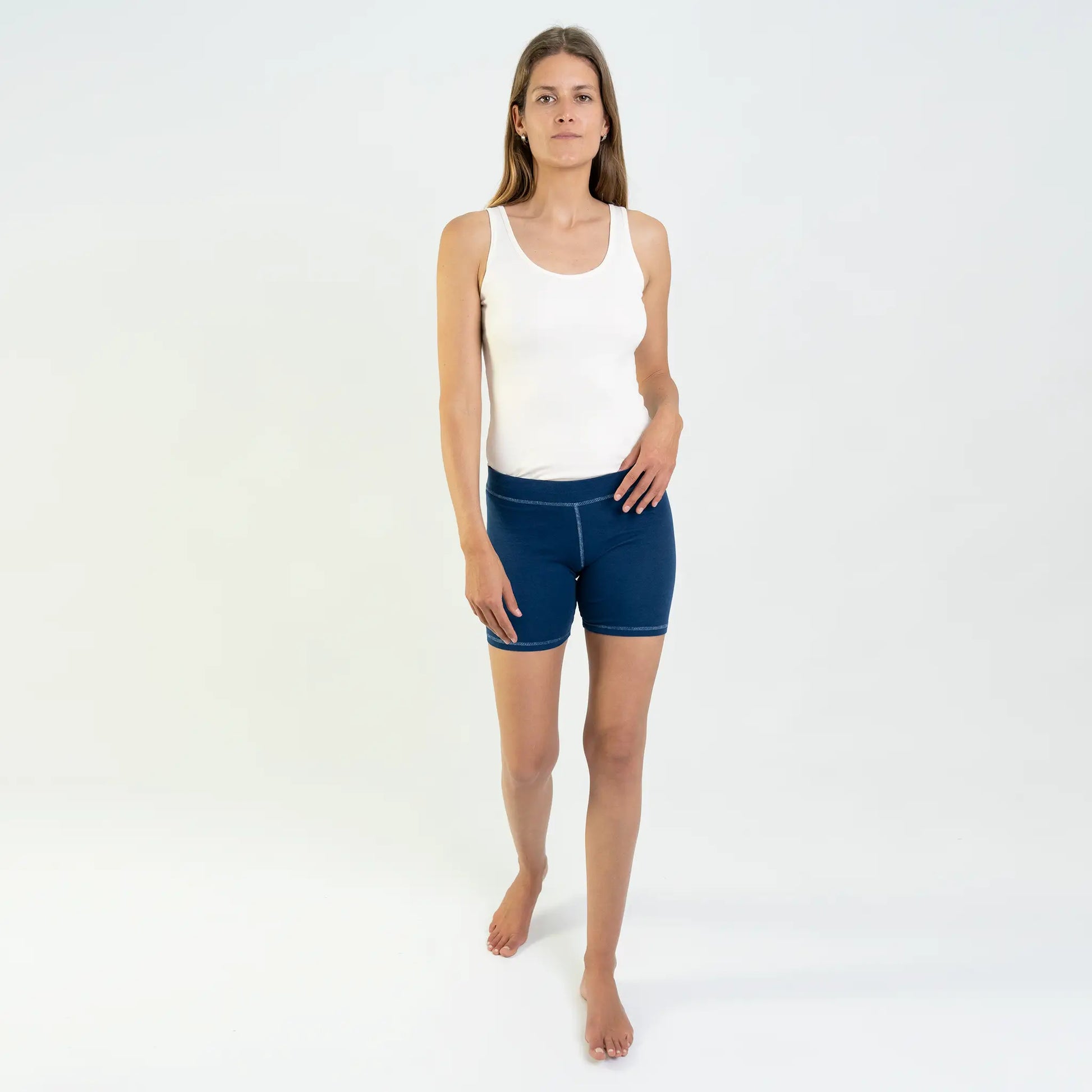 womens finest pima biker shorts color natural blue