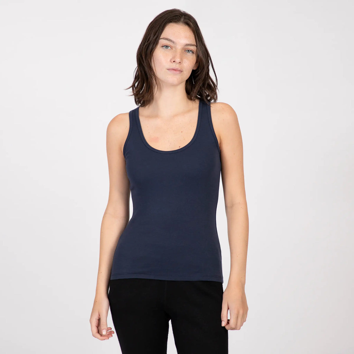 womens finest pima tank top color navy blue