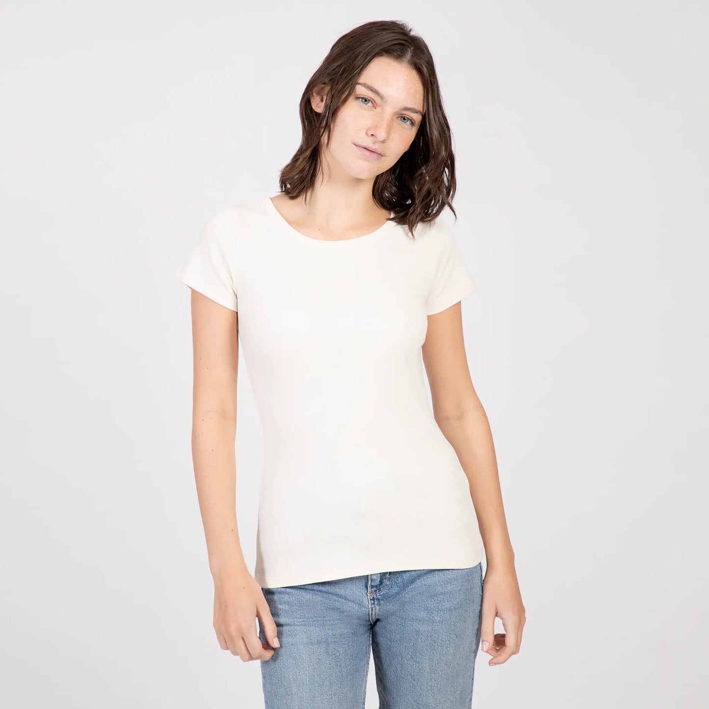 natural womens hypoallergenic tshirt crew neck color Undyed