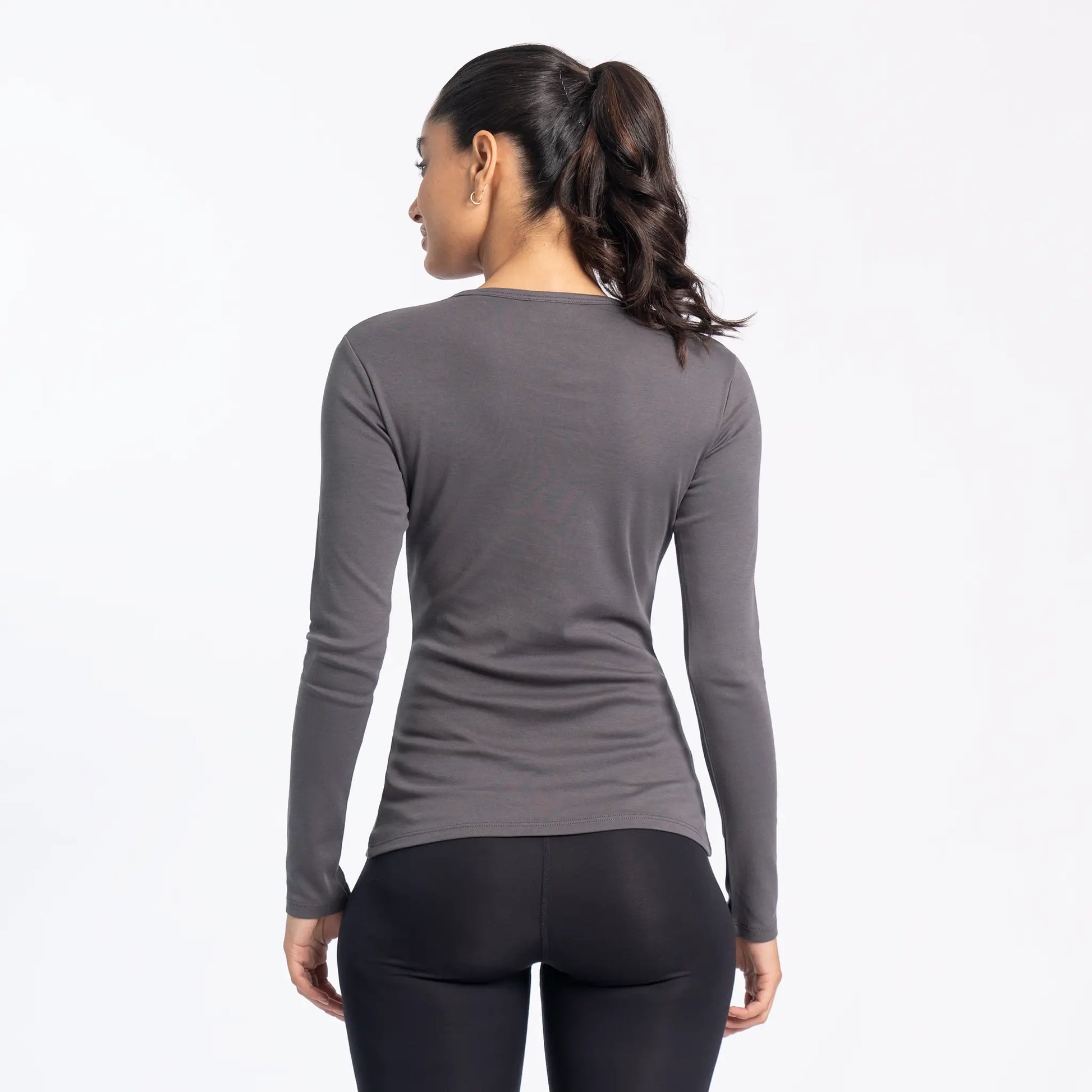 Women's Organic Pima Cotton Long Sleeve Shirt color Gray