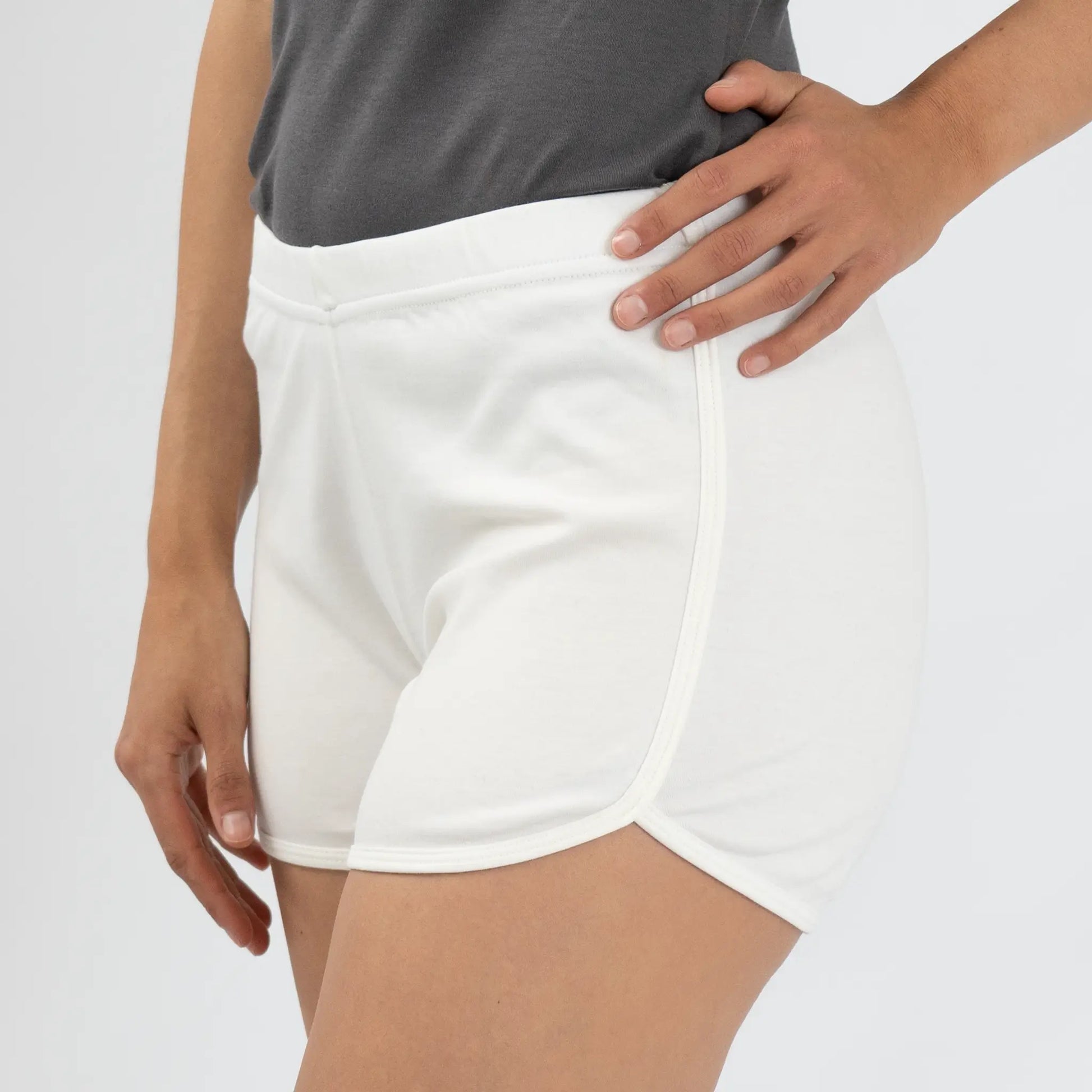 womens low impact shorts color white