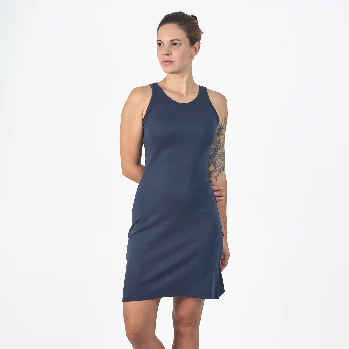 Women's Organic Pima Cotton Tank Dress color Navy Blue