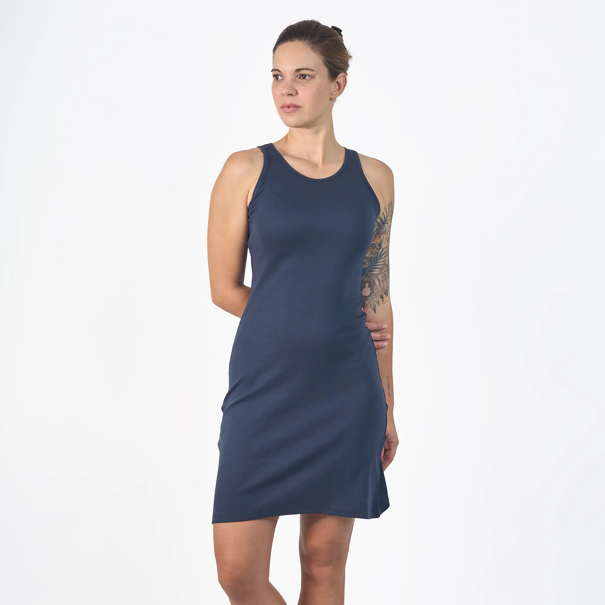 Women's Organic Pima Cotton Tank Dress color Navy Blue