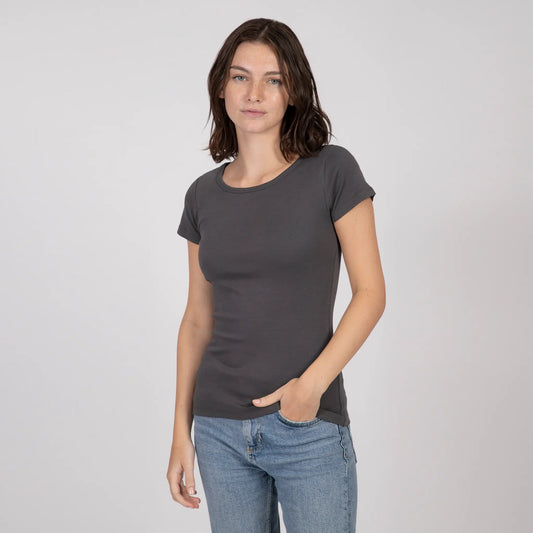 womens most comfortable tshirt crew neck color gray