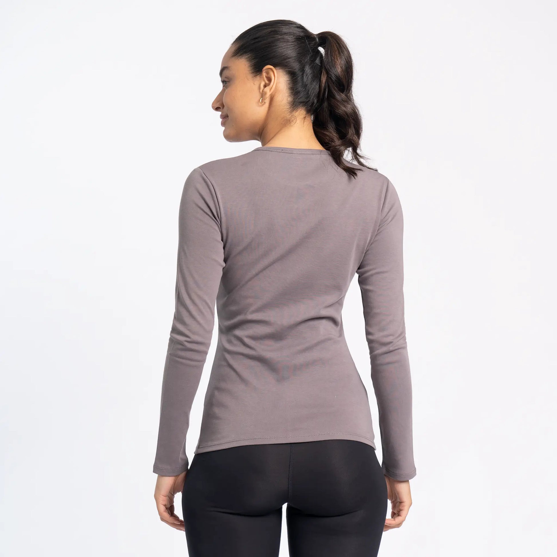 Women's Organic Pima Cotton Long Sleeve Shirt color Natural Gray