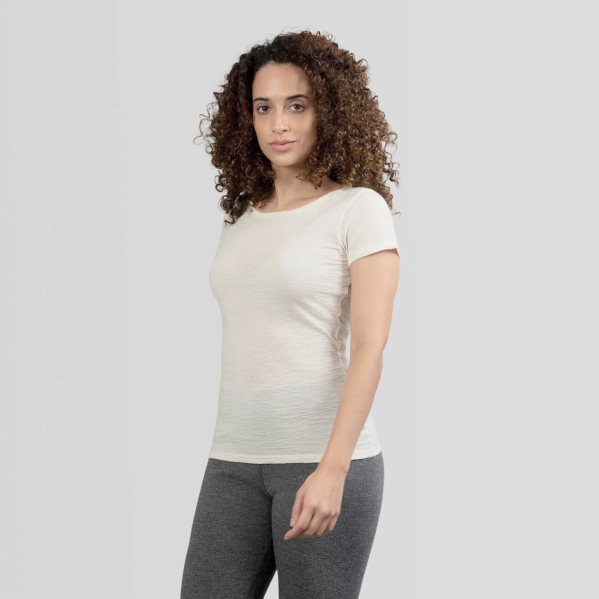 womens natural dye tshirt crew neck color Undyed