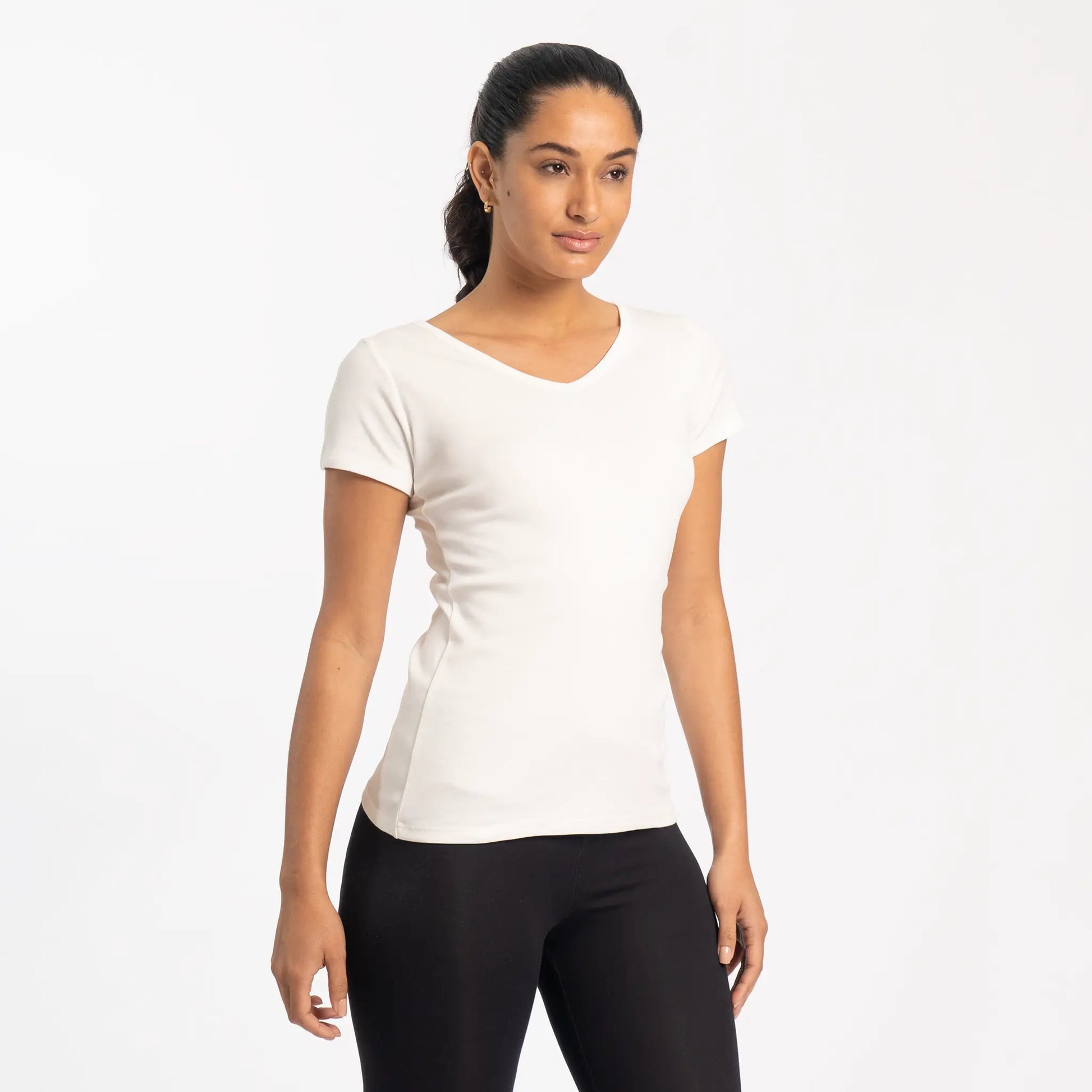 Women's Organic Pima Cotton V-Neck T-Shirt color White