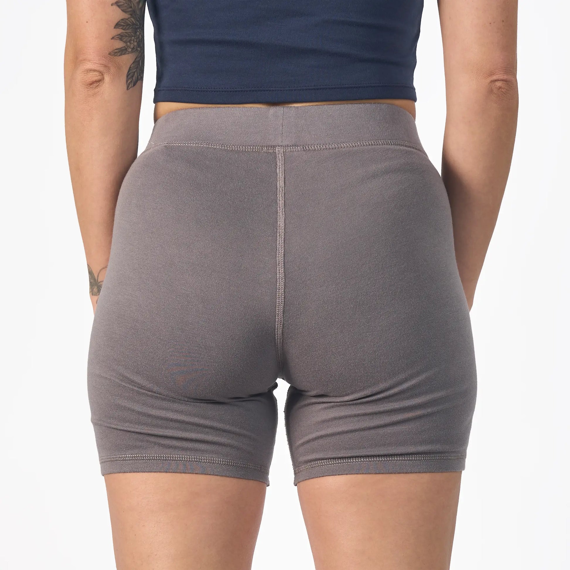 womens no micropastic biker shorts color natural gray