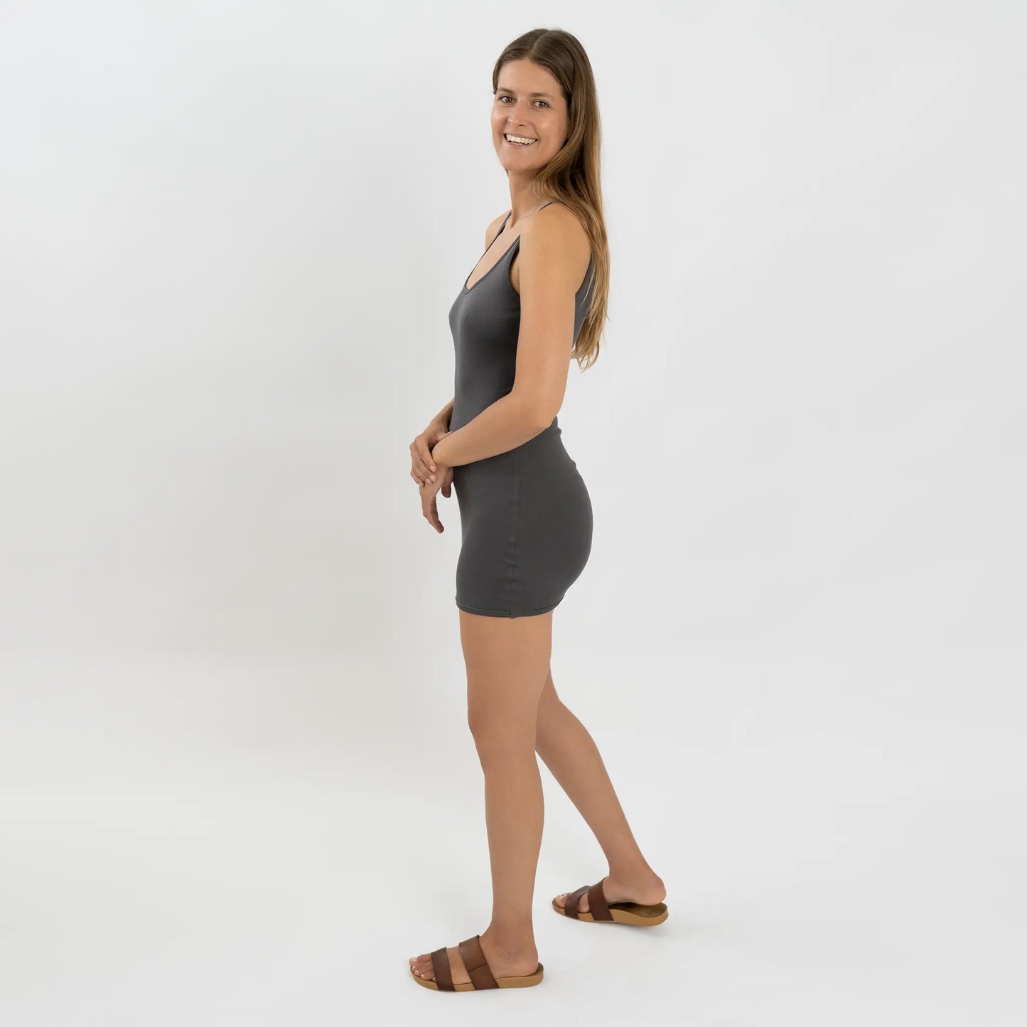 Women's Organic Pima Cotton Bodycon Dress color Natural Gray