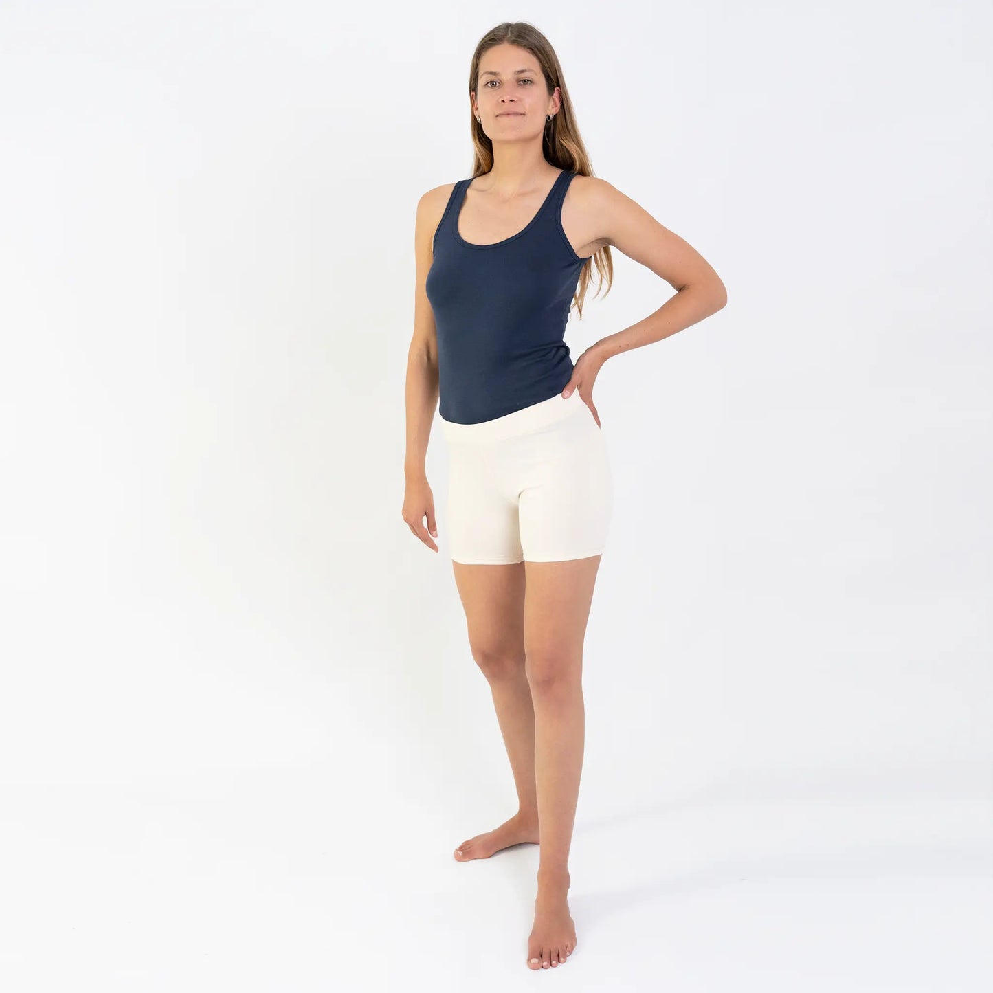 natural womens organic cotton biker shorts color Undyed