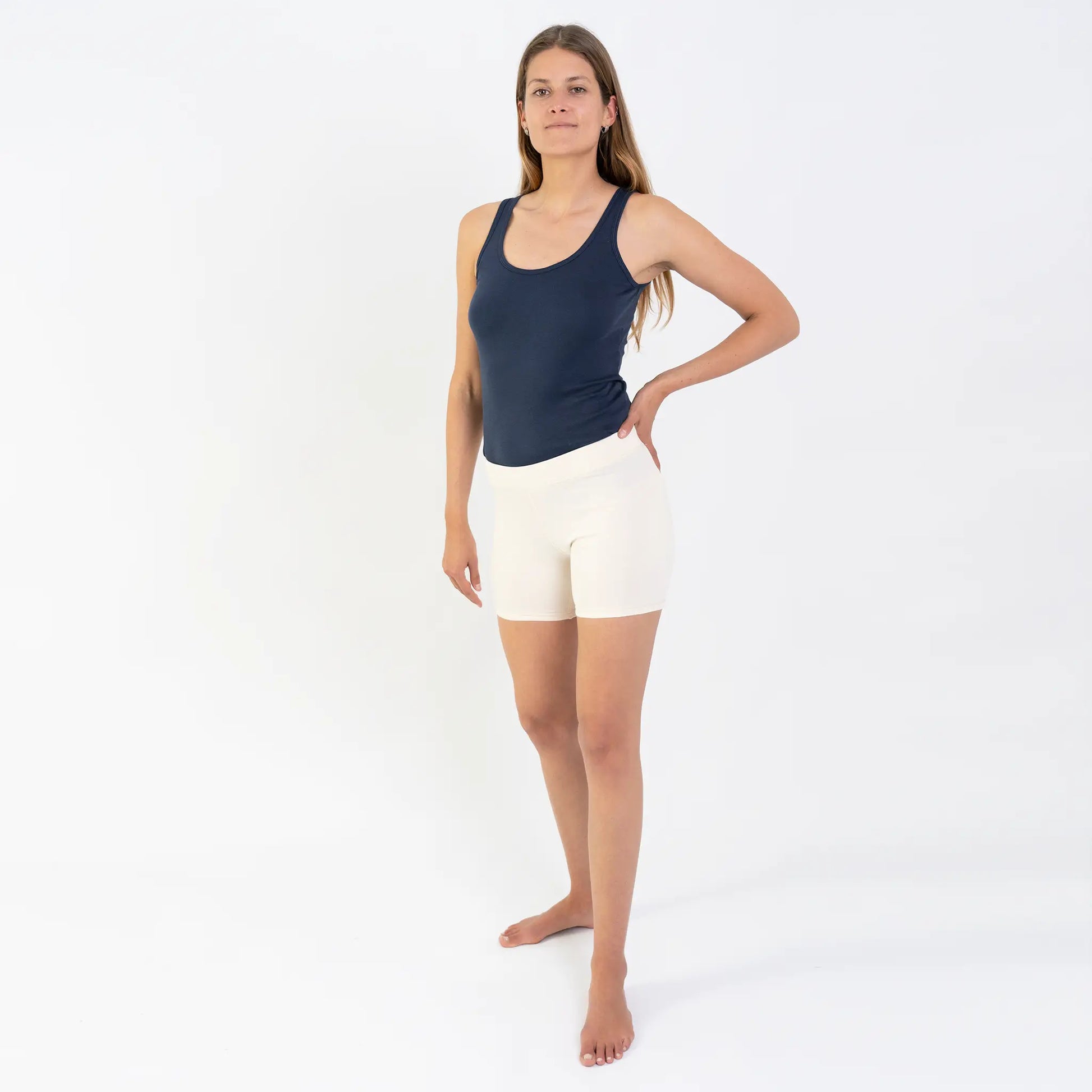 natural womens organic cotton biker shorts color Undyed