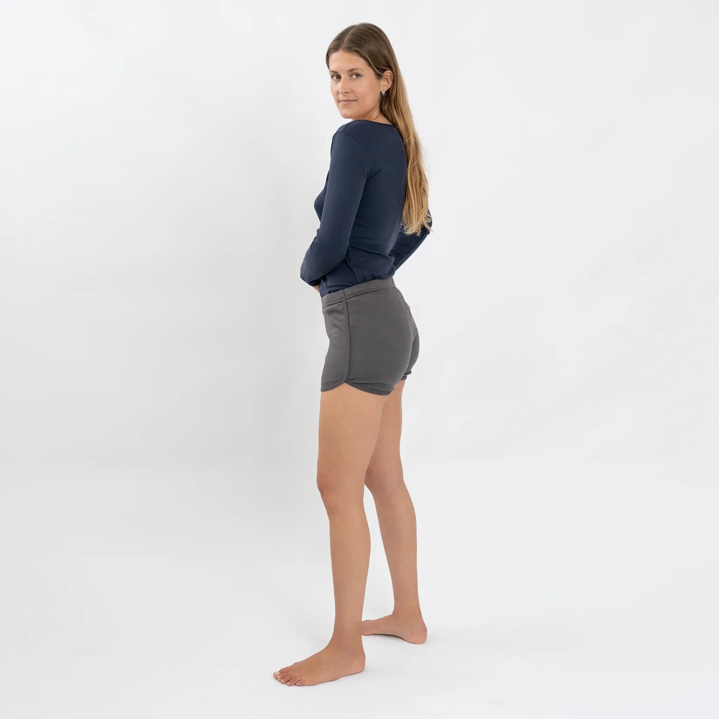 womens organic cotton shorts color gray