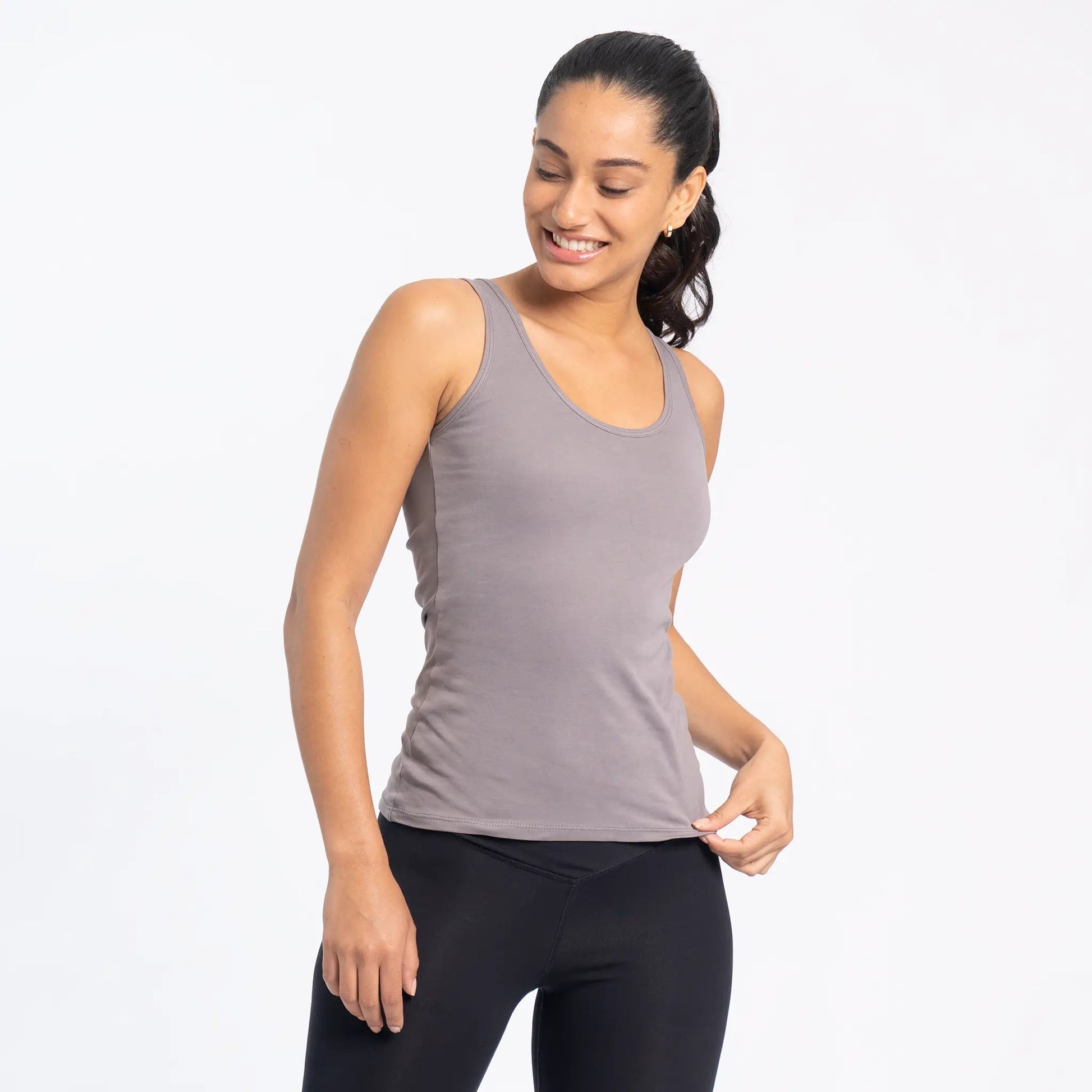 Women's Organic Pima Cotton Tank Top color Natural Gray
