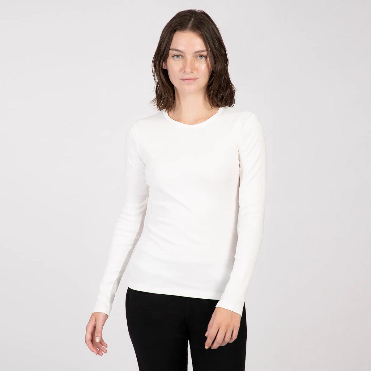 womens organic cotton tshirt long sleeve color white