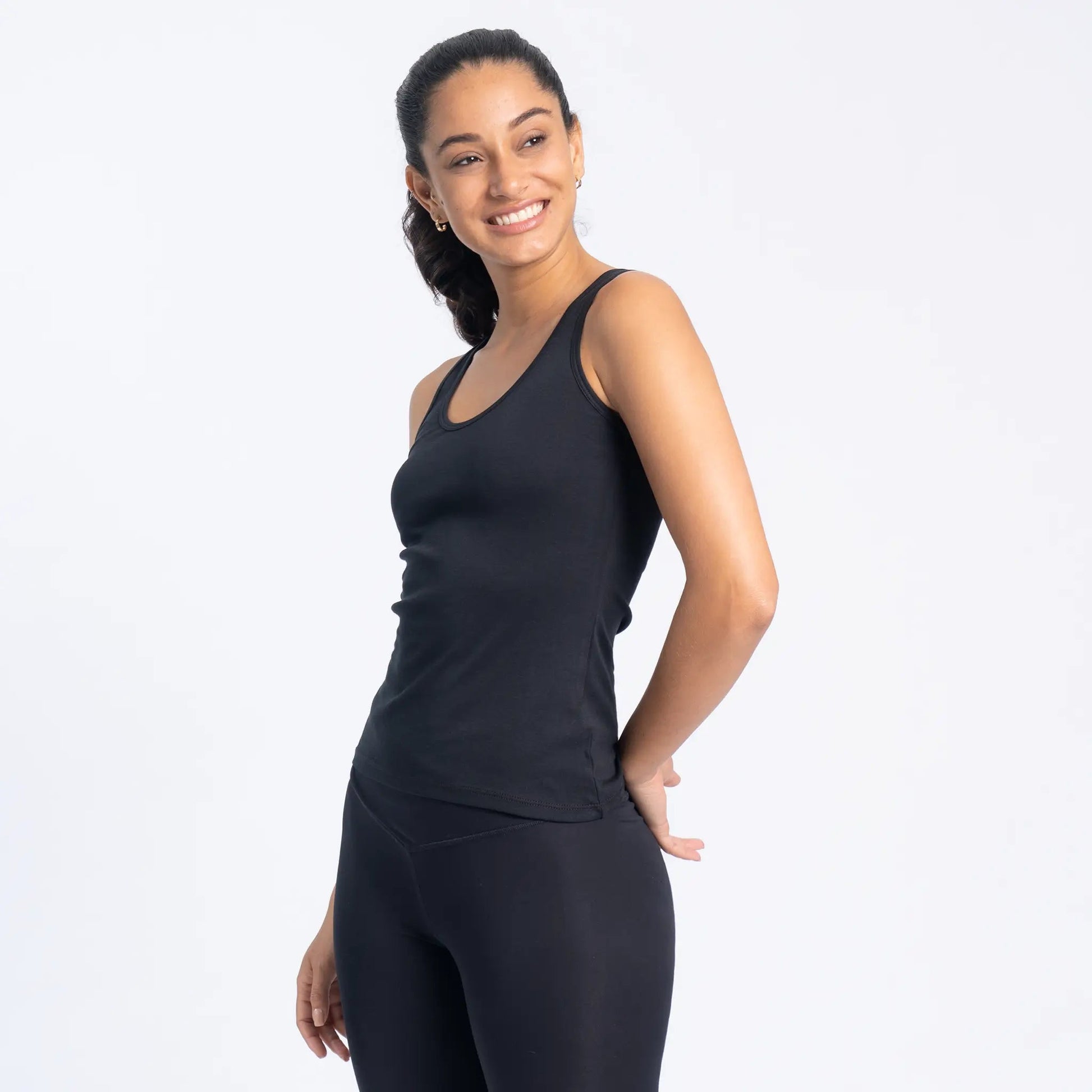 Women's Organic Pima Cotton Tank Top color Black
