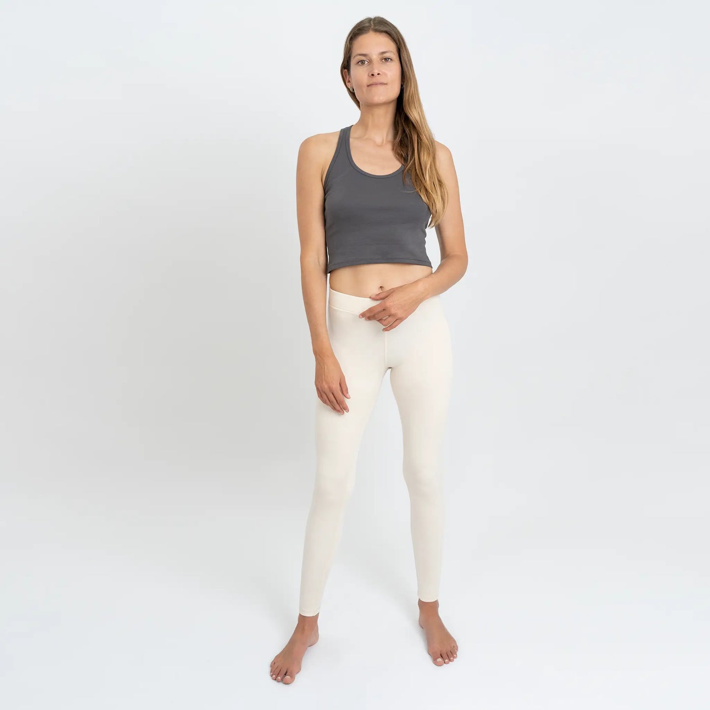 natural womens plastic free leggings color Undyed