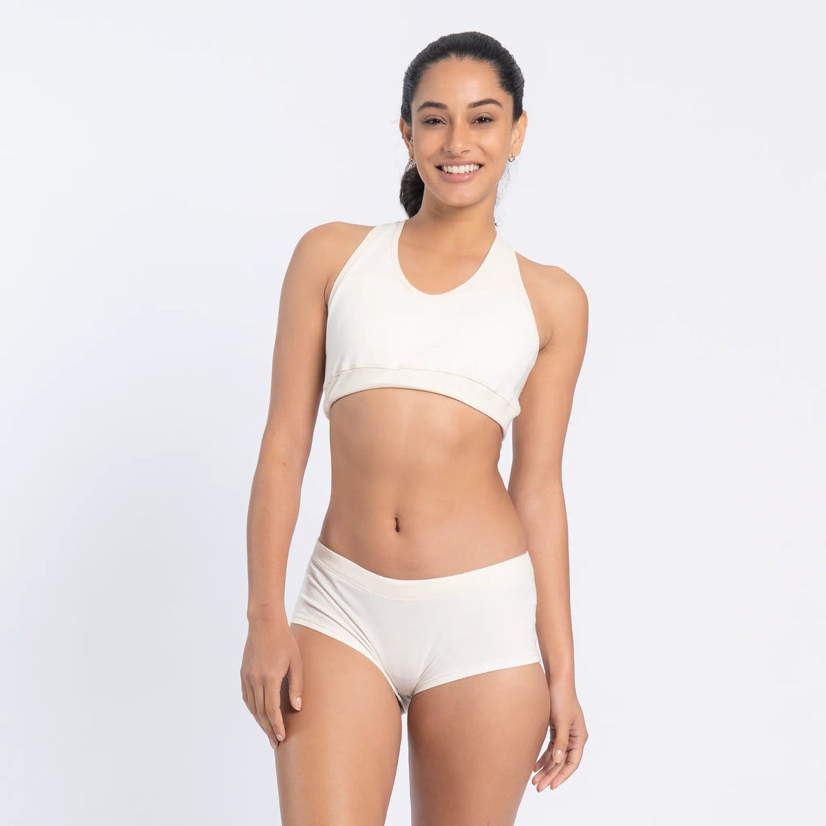 natural womens plastic free sports bra color Undyed