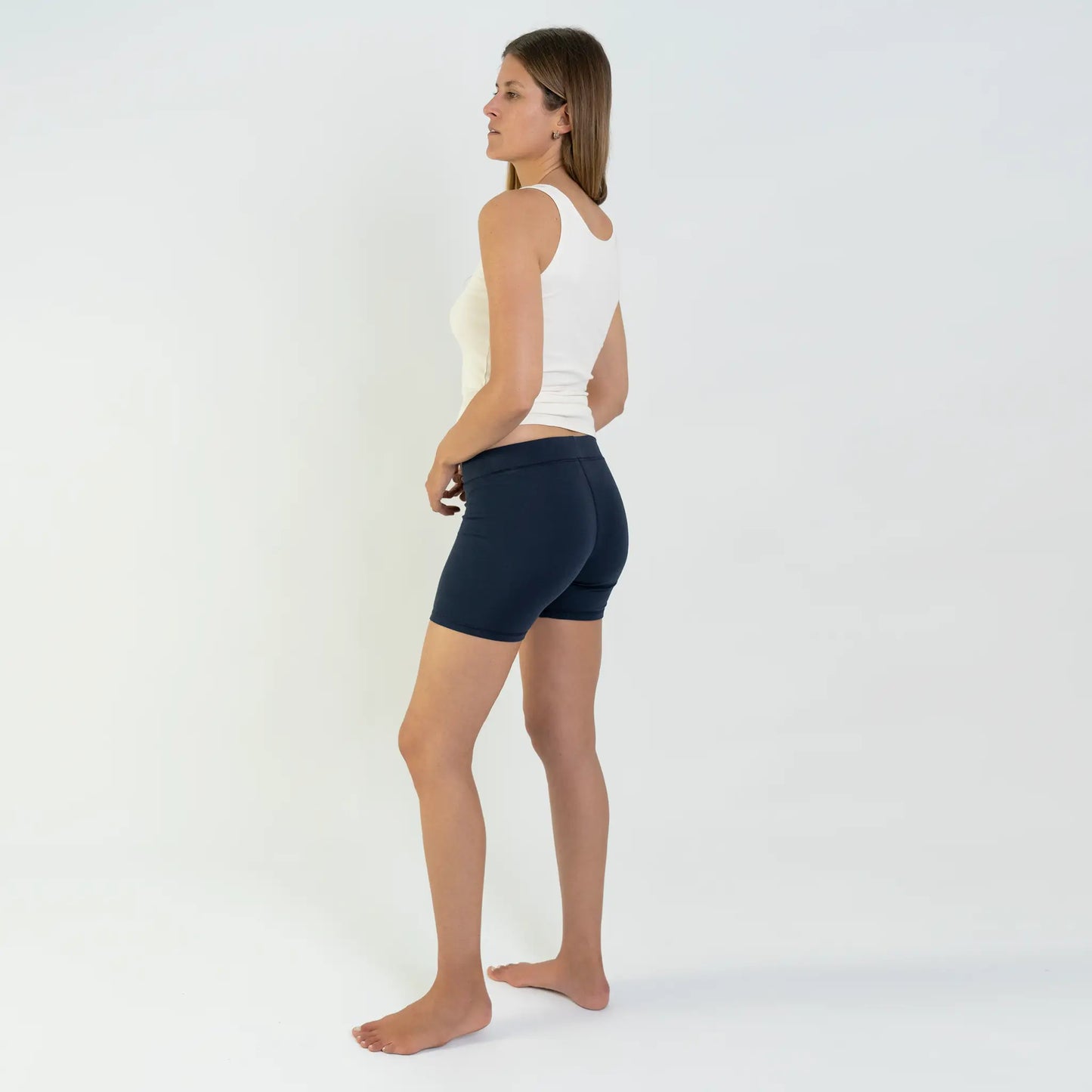 womens silky soft biker shorts color navy blue