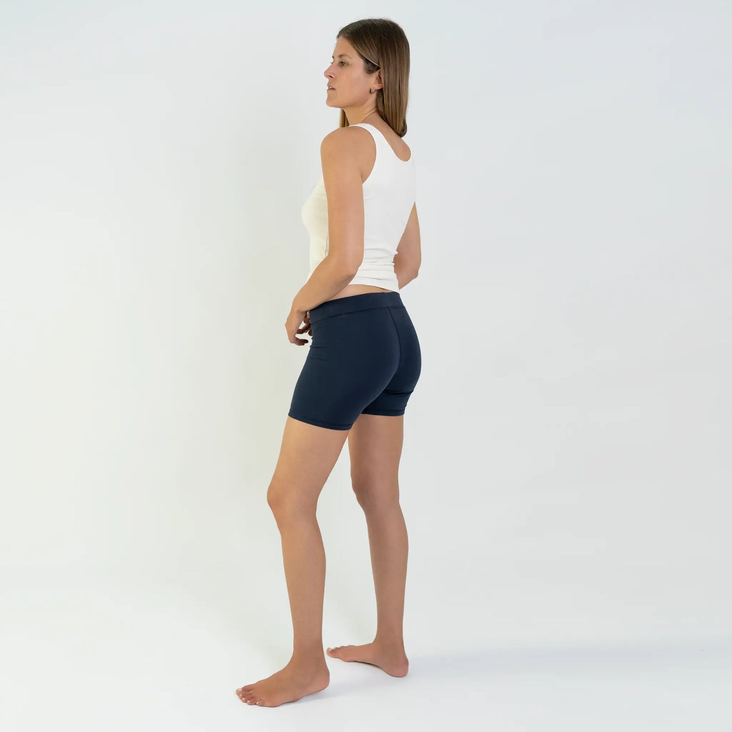 Women's Organic Pima Cotton Biker Shorts color Navy Blue