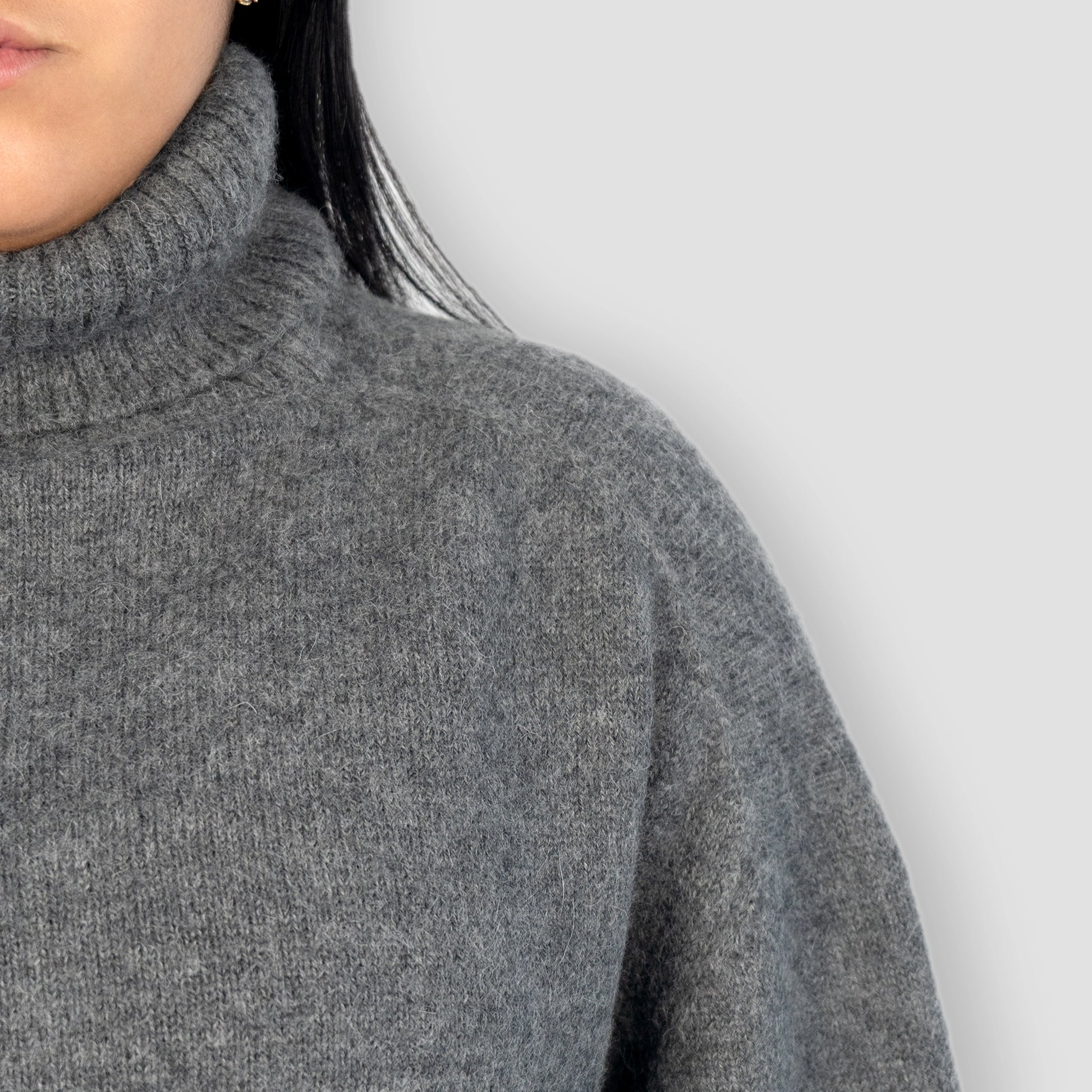 womens single origin alpaca turtleneck sweater color undyed cocoa