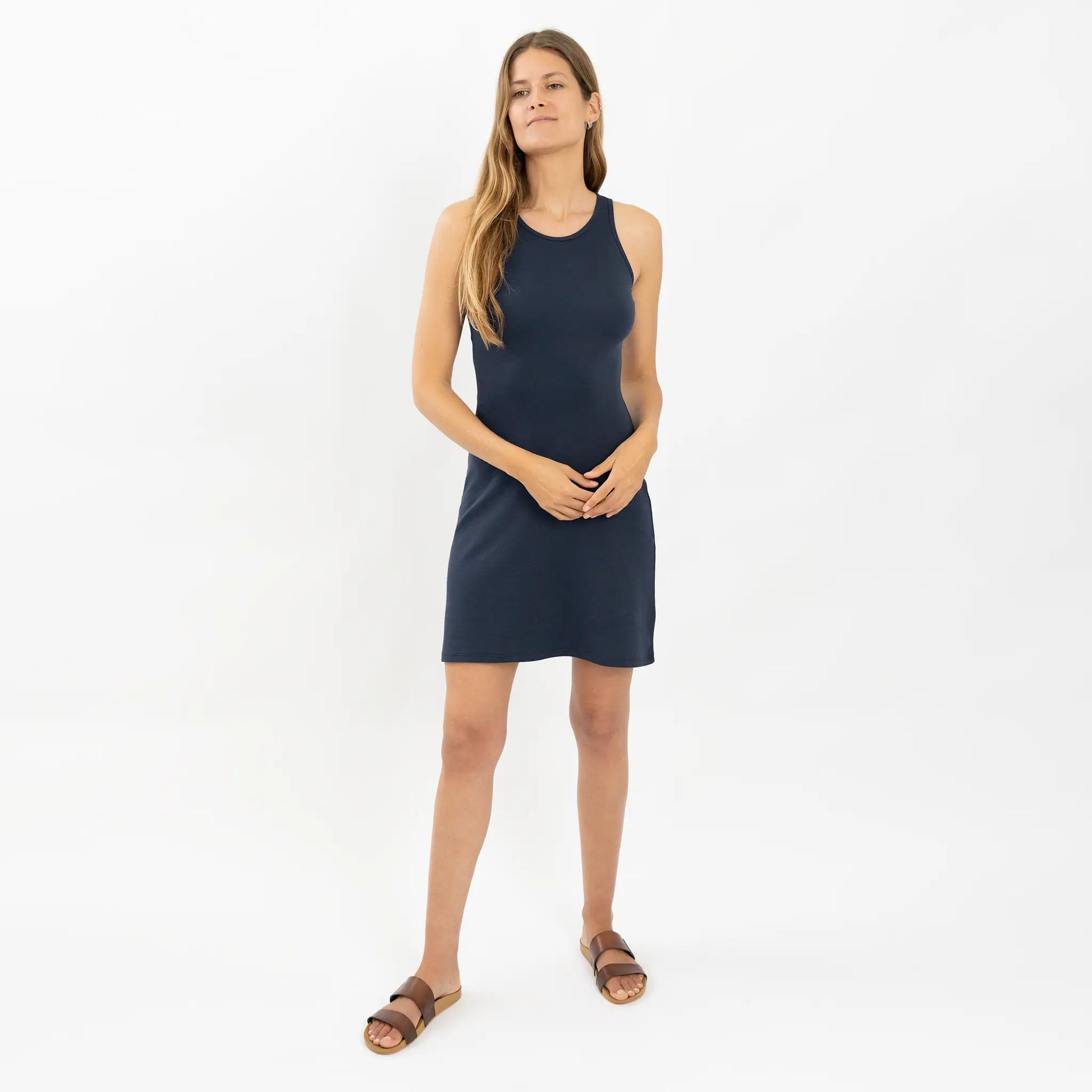 Women's Organic Pima Cotton Tank Dress color Black