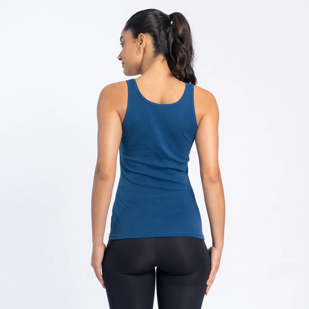 womens single origin tank top color natural blue