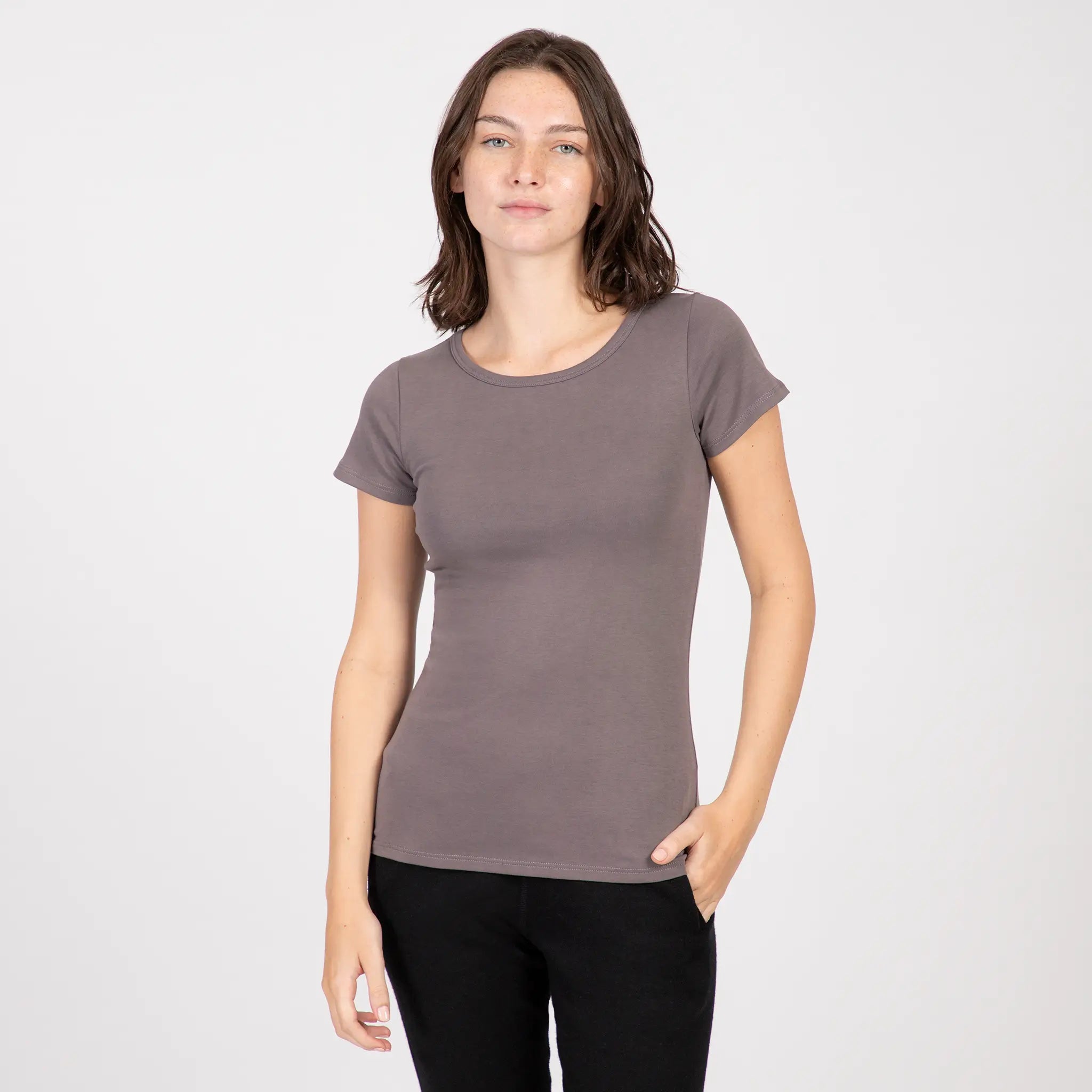womens single origin tshirt crew neck color natural gray