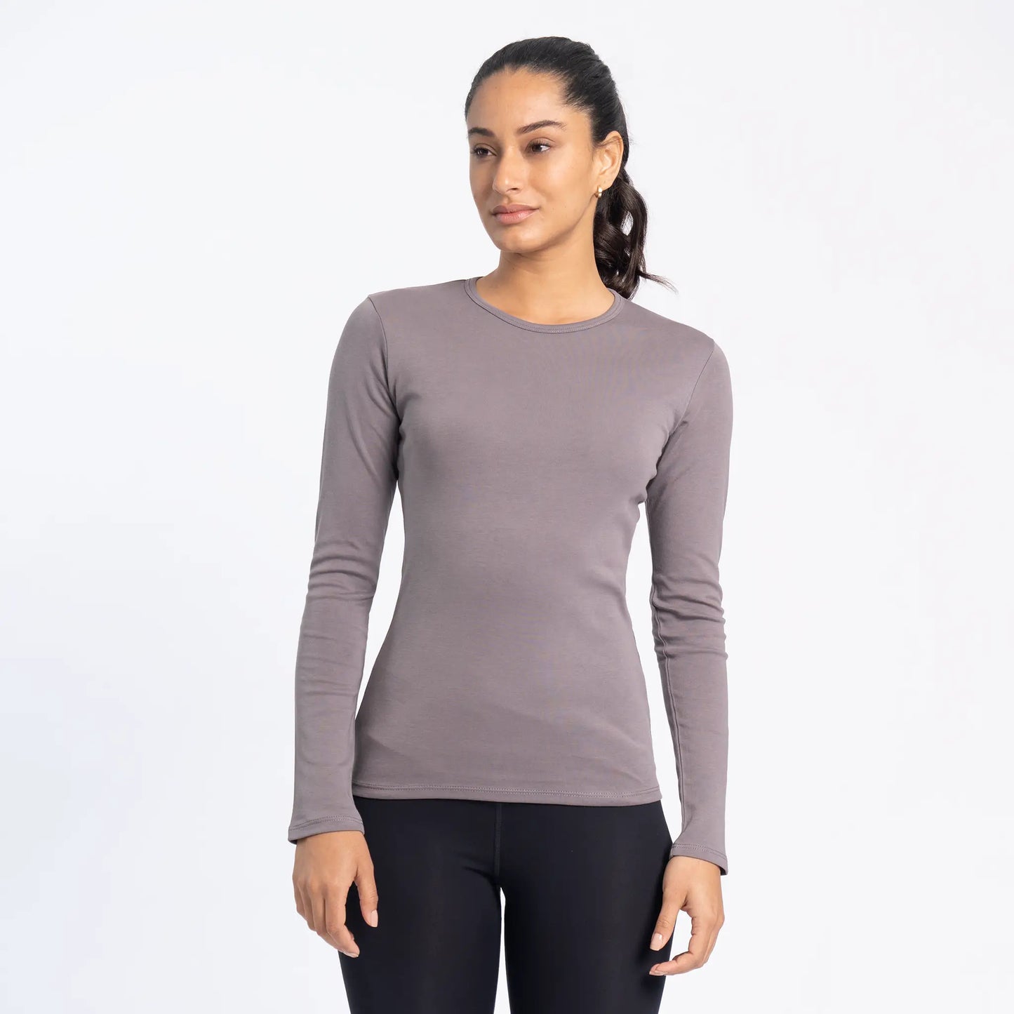 womens sustainable brand tshirt long sleeve color natural gray