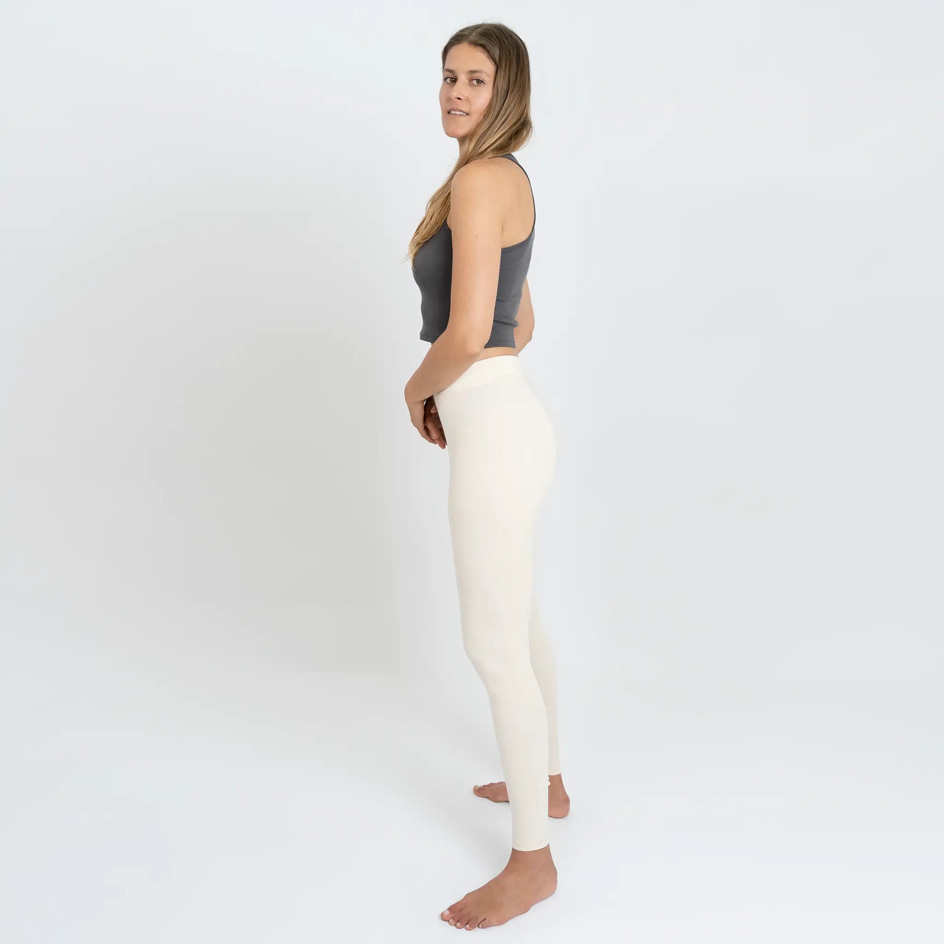 natural womens sustainable clothing leggings color Undyed