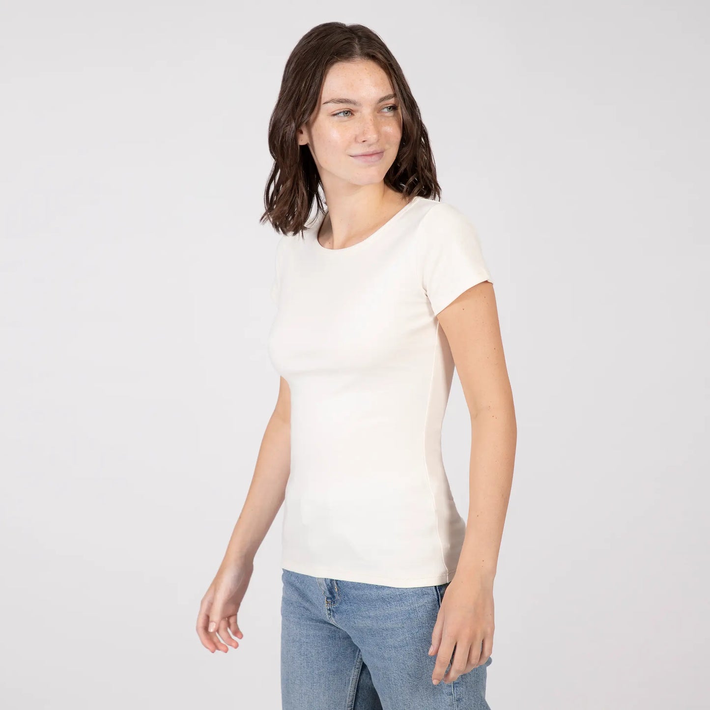 natural womens sustainable clothing tshirt crew neck color Undyed