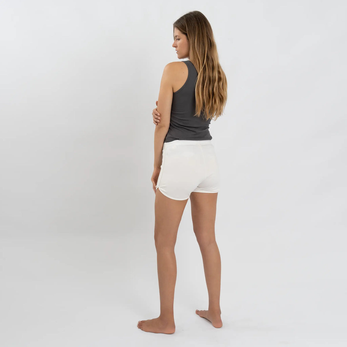 womens versatile design shorts color white